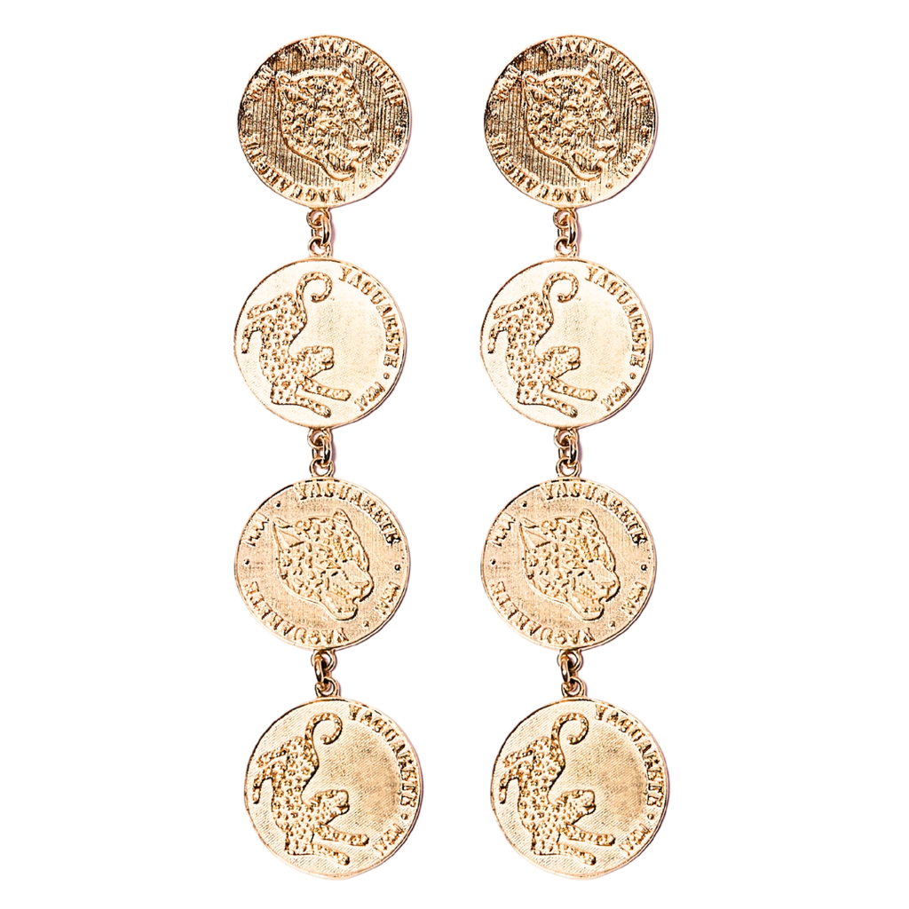 Long Gold-Plated Moneda Earring