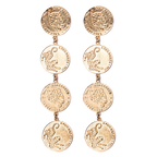Long Gold-Plated Moneda Earring